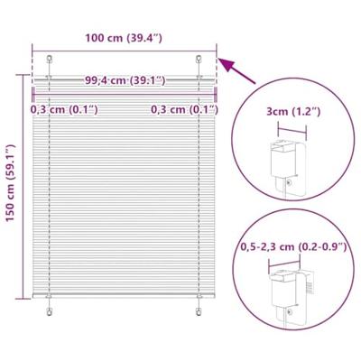 VidaXL Plissé rolgordijn 100x150 cm stofbreedte 99,4cm polyester zwart VidaXL Plissé rolgordijn 100x150 cm stofbreedte 99,4cm polyester zwart
