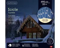 Lumineo icicle twinkle 490 led 20m warm wit wit kabel - thumbnail