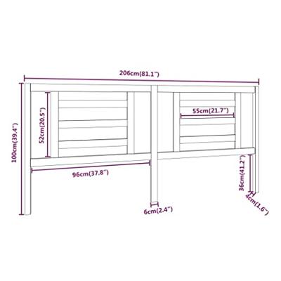 Hoofdbord 206x4x100 cm massief grenenhout - thumbnail