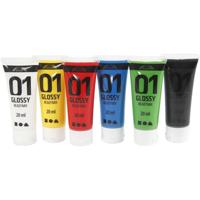 Creativ Company Acrylverf voor kidneren glossy standaardkleuren, 6x20ml - thumbnail