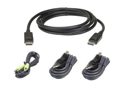 ATEN KVM Aansluitkabel [1x DisplayPort stekker, USB-A 2.0 stekker, Jackplug male 3,5 mm - 1x USB 2.0 bus B, Jackplug male 3,5 mm, DisplayPort stekker] 3.00 m