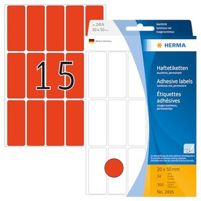 Etiket HERMA 2416 20x50mm fluor rood 360 etiketten Etiket HERMA 2416 20x50mm fluor rood 360 etiketten