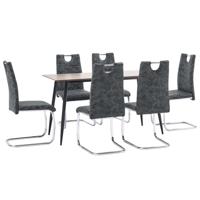 vidaXL 7-delige Eethoek kunstleer zwart - thumbnail