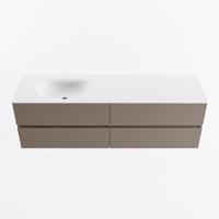 MONDIAZ VICA 160cm badmeubel onderkast Smoke 4 lades. Wastafel MOON links zonder kraangat, kleur Talc. - thumbnail