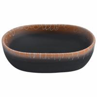 VidaXL Opzetwasbak ovaal 47x33x13 cm keramiek zwart en oranje - thumbnail