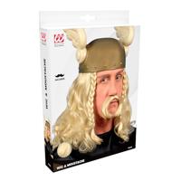 Pruik viking met snor - thumbnail