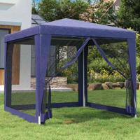 Partytent met 4 mesh zijwanden 2,5x2,5 m HDPE blauw - thumbnail