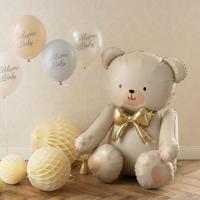 Staande Folieballon Teddybeer Creme Goud (75x84cm) - thumbnail