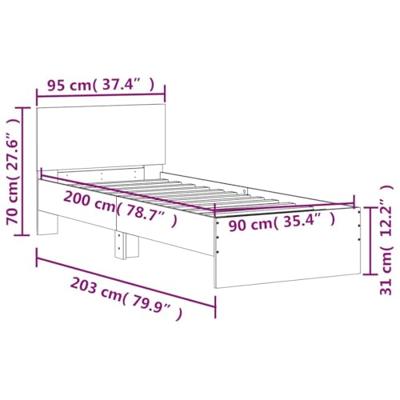 Bedframe met hoofdbord zonder matras sonoma eiken 90x200 cm