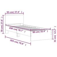 Bedframe met hoofdbord zonder matras sonoma eiken 90x200 cm - thumbnail