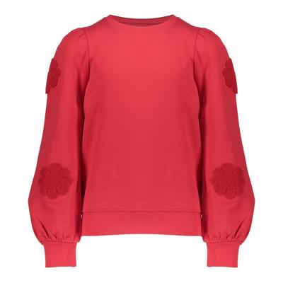 Geisha winter sweater meisjes - rood - bloemen op mouw