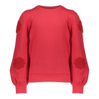 Geisha winter sweater meisjes - rood - bloemen op mouw - thumbnail
