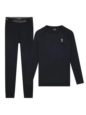 Poederbaas Thermoset Merinowol Dames - Thermoshirt + Thermolegging - Zwart-M