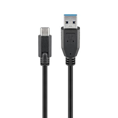 USB 3.1 GEN 2 (USB 3.0) USB-C (M) naar USB-A (M) kabel - 10Gbit/s - Up to 60 Watt - USB adapter - OTG kabel - 1m - Zwart