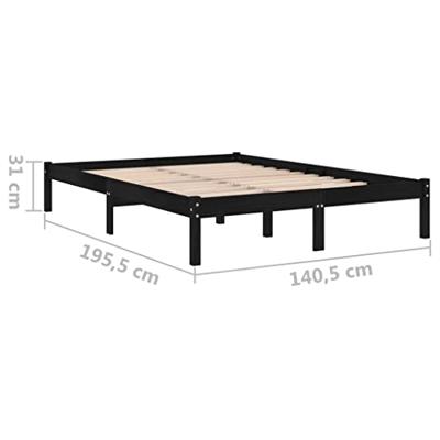 Bedframe massief hout zwart 135x190 cm - thumbnail