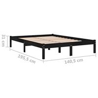 Bedframe massief grenenhout zwart 135x190 cm UK Double - thumbnail