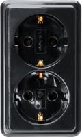 Kopp ZWART opbouw stopcontact RA dubbel - 4626110 - thumbnail