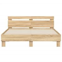 Bedframe met hoofdeinde en LED sonoma eikenkleurig 140x190 cm - thumbnail