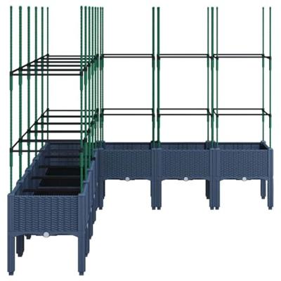 Plantenbak met latwerk 200x160x142,5 cm polypropeen blauwgrijs