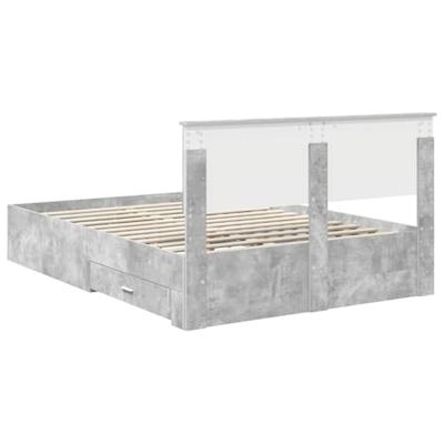 Bedframe met hoofdeinde Beton Grijs 140 x 190 cm Bewerkt hout