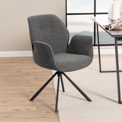 Bendt Draaibare Eetkamerstoel 'Chandler' Bouclé met armleuning, kleur Antraciet Bendt Draaibare Eetkamerstoel 'Chandler' Bouclé met armleuning, kleur Antraciet