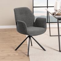 Bendt Draaibare Eetkamerstoel 'Chandler' Bouclé met armleuning, kleur Antraciet - thumbnail