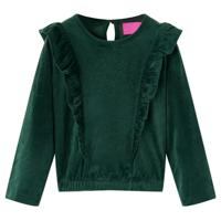 VidaXL Kinderblouse met ruches 140 donkergroen - thumbnail