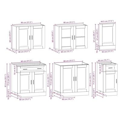 7-delige Keukenkastenset Kalmar bewerkt hout grijs sonoma eiken