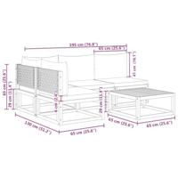 5-delige Loungeset met kussens massief acaciahout - thumbnail