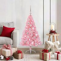 VidaXL Kunstmatig voorverlicht kerstboom met 150 led roze 120 cm pvc - thumbnail