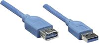 Manhattan 322379-CG USB-kabel USB 3.2 Gen1 (USB 3.0 / USB 3.1 Gen1) USB-A stekker, USB-A bus 2.00 m Blauw Vergulde steekcontacten, UL gecertificeerd - thumbnail