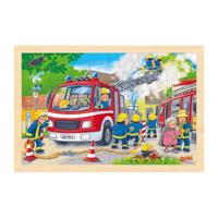 Goki houten legpuzzel brandweer, 24st. - thumbnail