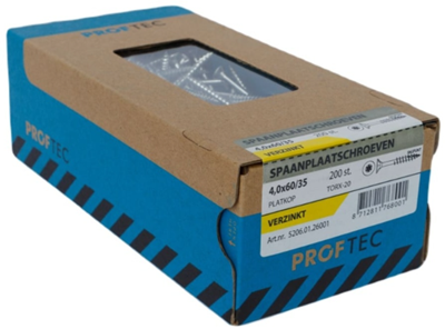 Proftec spaanplaatschroef vz pk +snijpunt torx tx20 (+bit) 4.0x60/36 | 200 stuks - 5206.01.26001 Proftec spaanplaatschroef vz pk +snijpunt torx tx20 (+bit) 4.0x60/36 | 200 stuks - 5206.01.26001