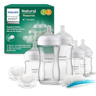 Natuurlijke glazen babyfles geboorteset - PHILIPS AVENT - Newborn Kit - 240 ml - Gemengd