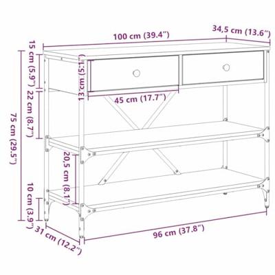 Wandtafel met lade met plank met opslag Oud hout Bewerkt hout