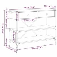 Wandtafel met lade met plank met opslag Oud hout Bewerkt hout - thumbnail