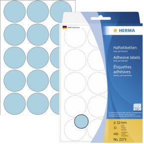 Etiket herma 2273 rond 32mm blauw 480st