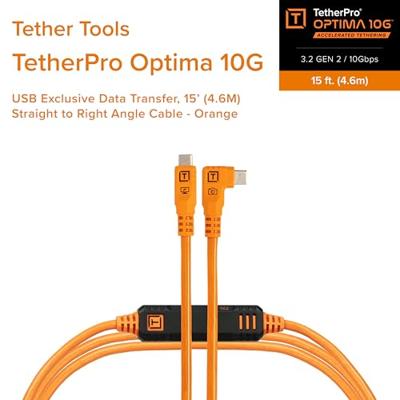 Tether Tools TetherPro Optima 10G USB-C, 15' (4.6m), straight to right orange Tether Tools TetherPro Optima 10G USB-C, 15' (4.6m), straight to right orange