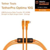 Tether Tools TetherPro Optima 10G USB-C, 15&apos; (4.6m), straight to right orange - thumbnail