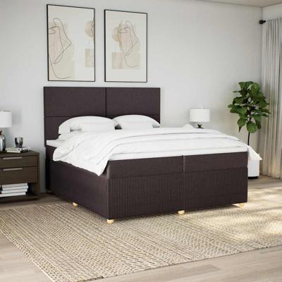 Boxspring met matras stof donkerbruin 200x200 cm