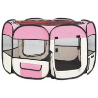 VidaXL Hondenren inklapbaar met draagtas 110x110x58 cm roze - thumbnail