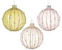 Kerstbal Glas Transparant Glitter Ø8cm Assorti 1st - thumbnail