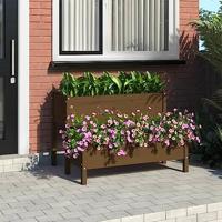 VidaXL Plantenbak 110x84x75 cm massief grenenhout honingbruin - thumbnail
