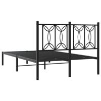 Bedframe met hoofdbord metaal zwart 120x200 cm - thumbnail