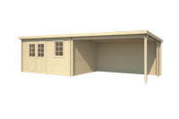 Outdoor Life Aida Blokhut 400x295 cm + overkapping 390 cm vuren blank- Lessenaarsdak- Onbehandeld vurenhout- Outdoor Life - thumbnail