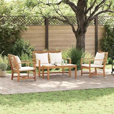 Tuinbankenset 4 pcs Naturel Massief Teakhout