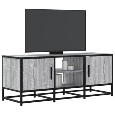 Tv-meubel 100x35x41 cm bewerkt hout metaal grijs sonoma eiken