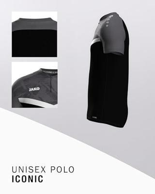 JAKO 6324 Polo Iconic - Zwart/Antraciet - L