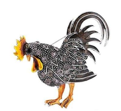 Persoonlijkheid retro Cock meisje broche (grijs)