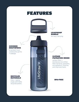 LifeStraw Go 2.0 Water Filter Bottle - 650 ml - Kyoto Orange